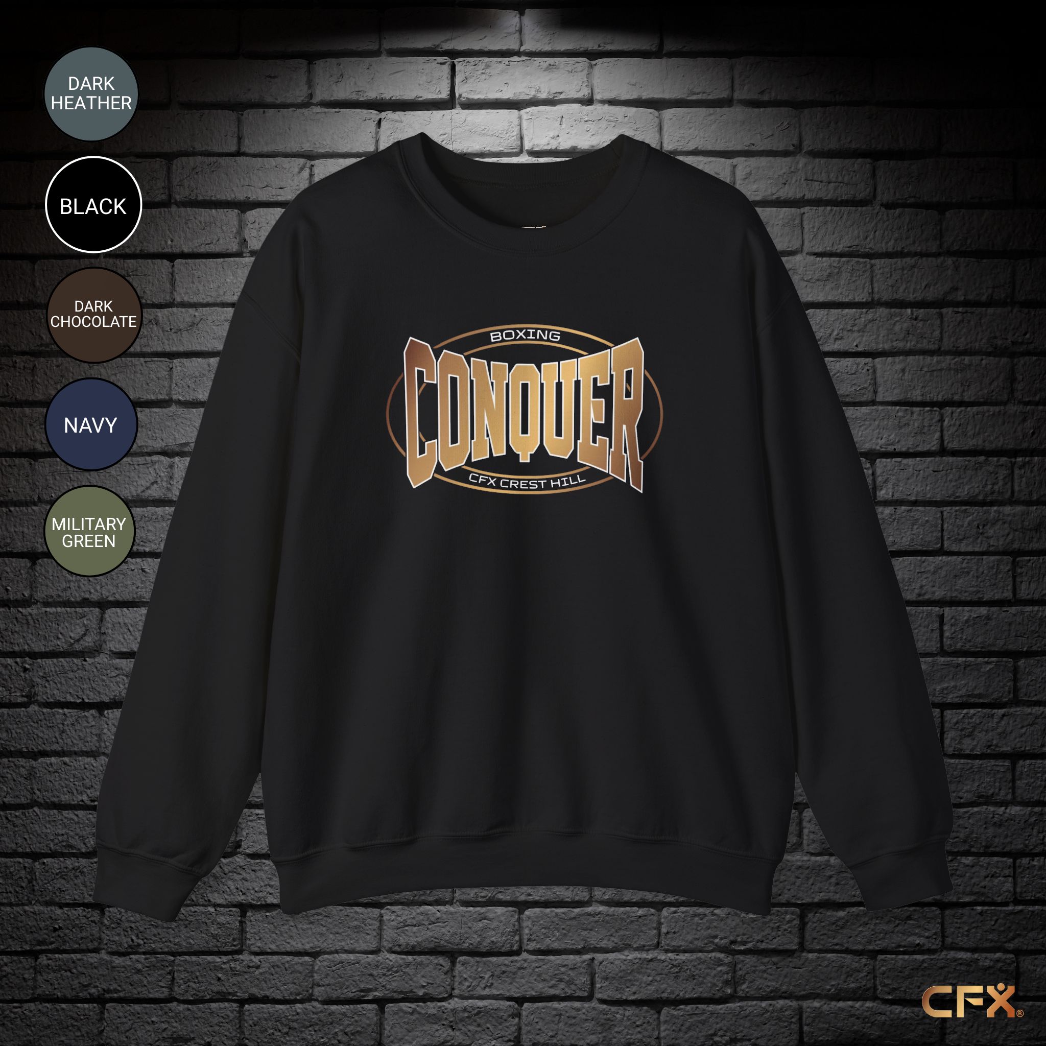 Conquer Boxing Crest Hill Classic Crewneck Sweatshirt