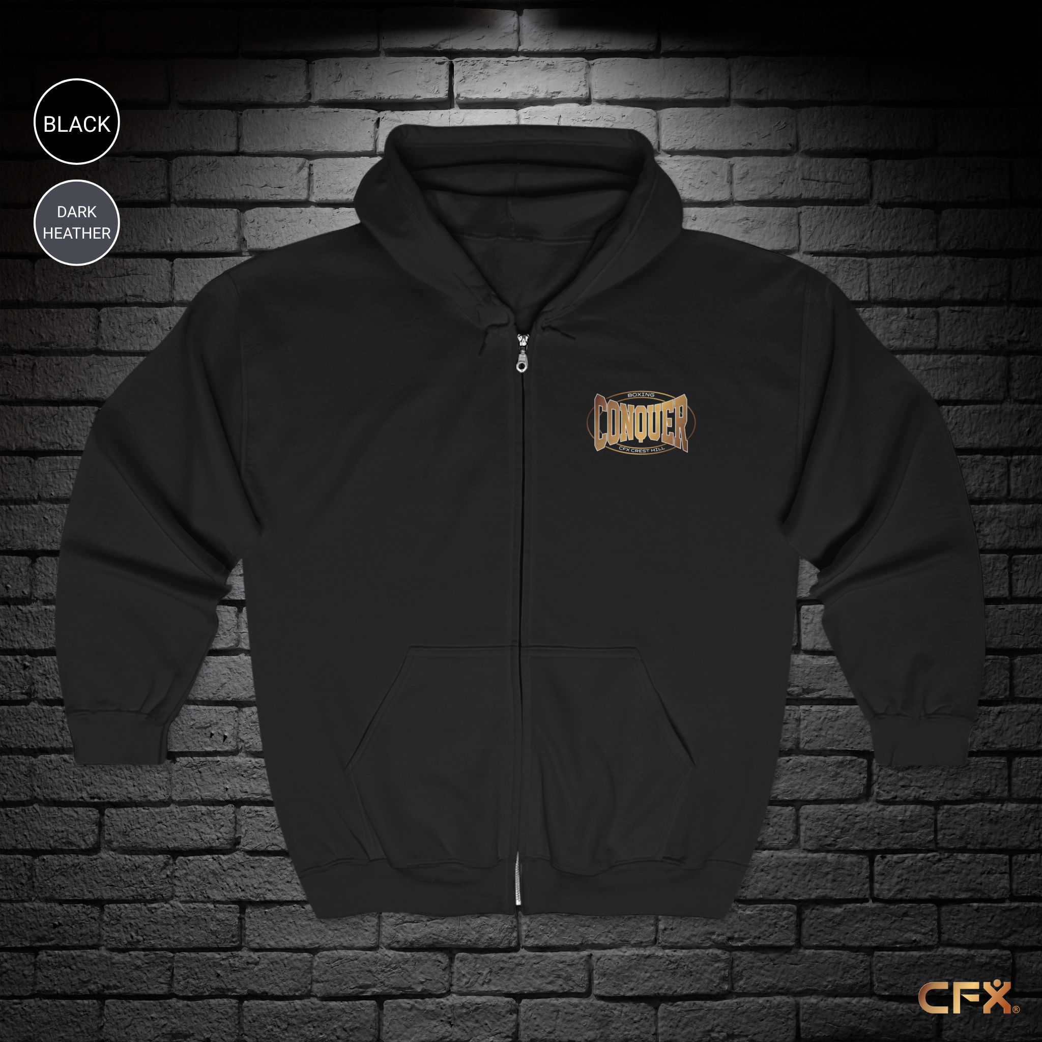 Conquer Boxing Crest Hill | Gildan | Zip-Up Hoodie