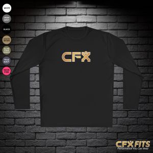 CFX Sport-Tek long sleeve performance t-shirt in black, moisture-wicking gym shirt