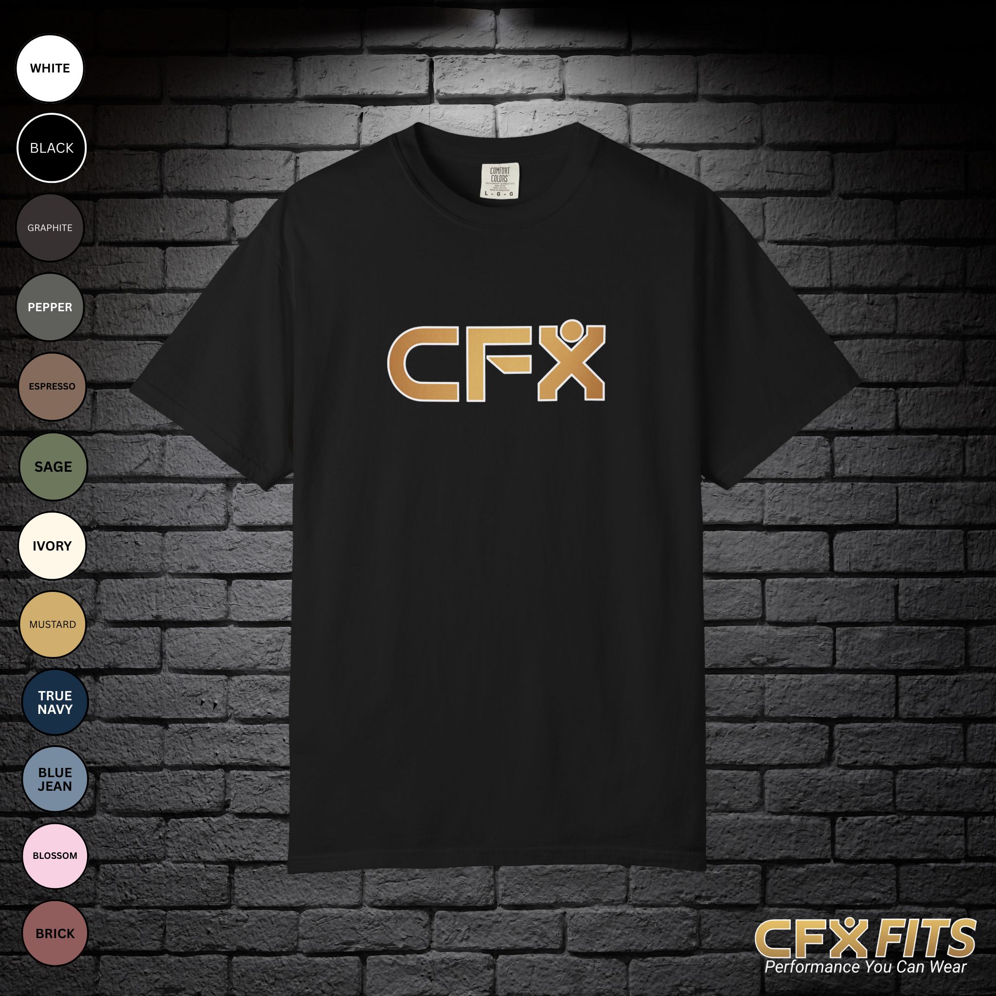 CFX Comfort Colors t-shirt in black, unisex gym and fitness tee