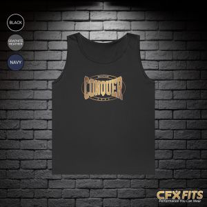 Conquer Boxing tank top in black with bold Conquer graphic