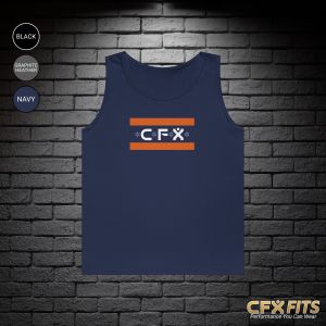 Front of the It’s Chicago Sports Gildan tank top in navy with Chicago-inspired sports design.