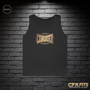 Conquer Boxing Mundelein tank in black with Conquer logo